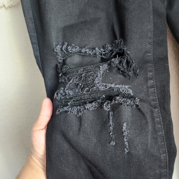 Judy Blue Black Boyfriend Fit High Waisted Distress Ripped Skinny Jeans Stretch - Picture 6 of 13